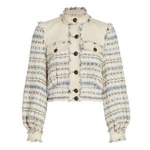 Veronica Beard Darren Tweed Button Jacket Womens size 10 NWT ecru